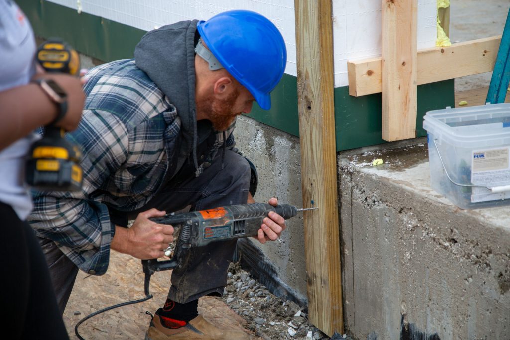 Contractor installing BuildBlock ICFs