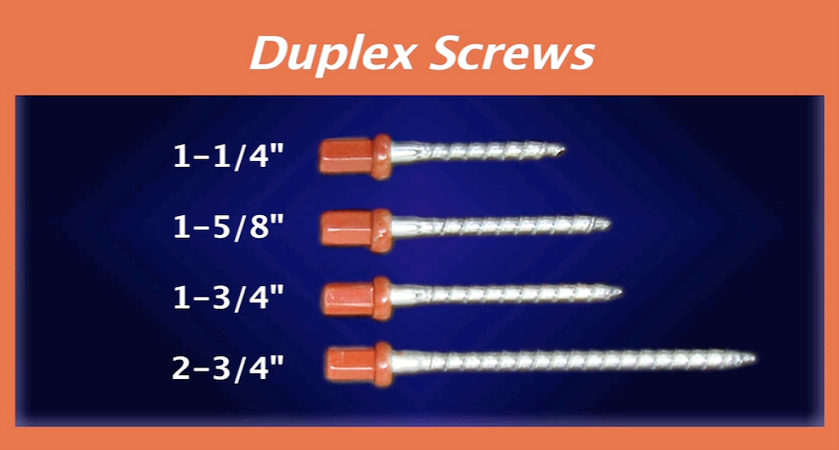 Duplex Screws Sizes