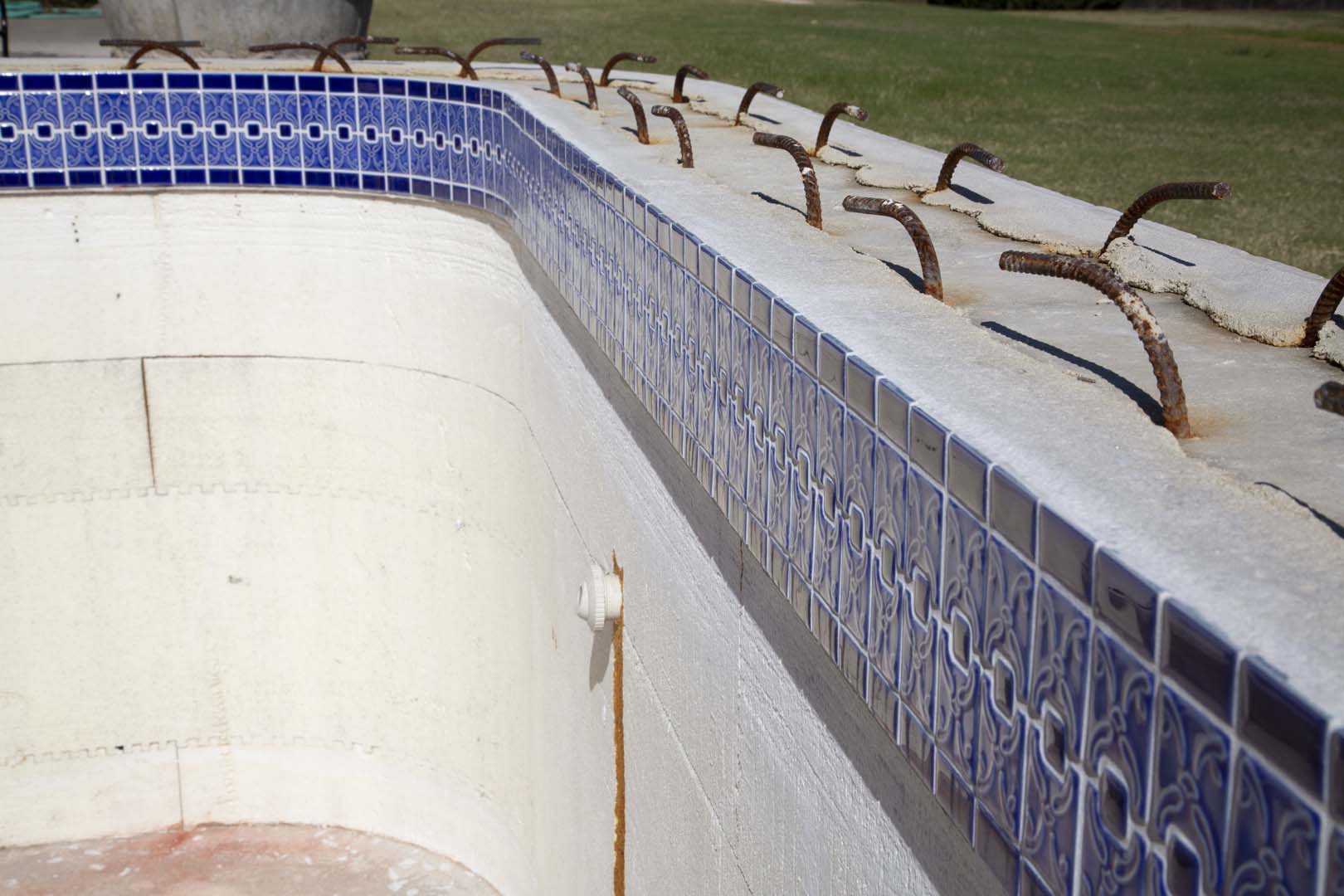 Decorative tile installed along top of the interior