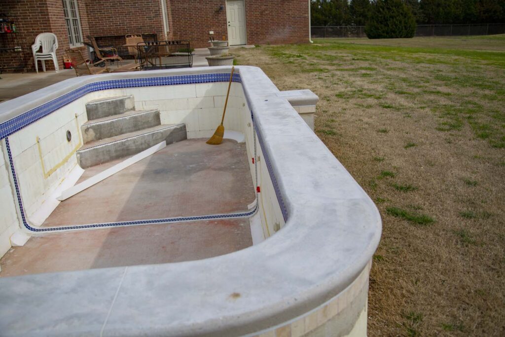 Concrete coping after it's poured and forms removed